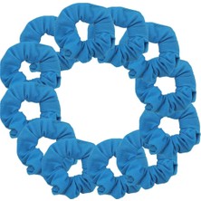 Meks Motique Accessories 12'li Paket Düz Saç Tokası Scrunchies - Mavi