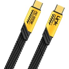 Meks Linktech K472 Mecha Style Type-C To Type-C 100W 1.2mt Şarj Kablosu Sarı