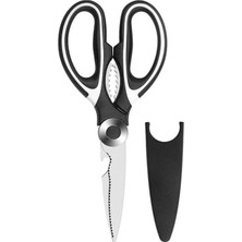 Meks 4'ü 1 Arada Çok Amaçlı Mutfak Makası, Paslanmaz Çelik, 20 Cm, Kırıcı, Açacak, Kesici, Plastik Kılıf