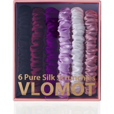 Meks Vlomot 6 Adet Ipek Saç BAĞLARI,%100 Saf Dut Ipek Skinny Scrunchies, Saç Bakımı, Hasar Vermez, 6 Şık