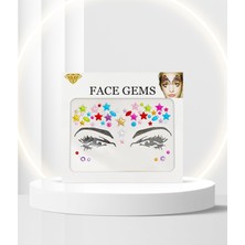 Meks Renkli Yıldızlar Kendinden Yapışkanlı Yüz Taşı, Makyaj Taşı, Kına, Festival, Konser, Face Gems