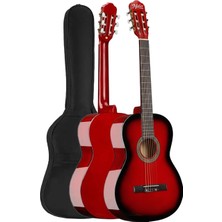 Meks Midex CG-270RD Kırmızı Renk Klasik Gitar 4/4 Yetişkin Boy Sap Ayarlı Full Set