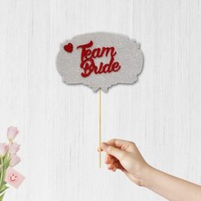 Meks Süsle Bebek ve Parti Team Bride Konuşma Balonu Çubuğu - Gümüş & Kırmızı