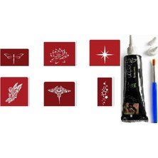 Meks Yıldız Peri Hint Kınasıyla Geçici Dövme Yapma Seti Fırça ve 6 Adet Kalıp Hediyeli