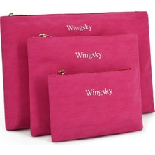 Meks Wingsky 3 Paket Makyaj Çantası Seti, Çanta Için Kozmetik Torbalar, Kadınlar Için Taşınabilir ve Şık