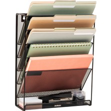 Meks Mind Reader Floor Oder Mounted Magazine Rack, Black Metal Mesh