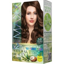 Meks Maxx Deluxe Natural Beauty Amonyaksız Set Saç Boyası 5.0 Açık Kahve