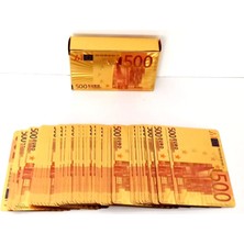Meks 500 Euro Temalı Altın Renkli Oyun Kartları, Pişti ve 51 Oyunu Için, Özel Tasarım