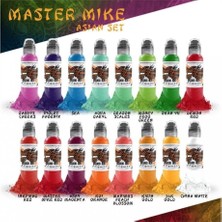 Meks Master Mike Asian 16'lı Dövme Boyası Seti - World Famous Ink Dövme Boyası - 1OZ/30ML