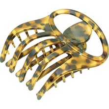 Meks Parcelona Fransız Kıvrımlı Oval Pençe Leopar Baskılı Medium 7,62 cm Selüloz Yan Kaydırmalı Toka Kli