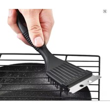 Meks Izgara Temizlik Fırçası, Paslanmaz Kazıyıcılı, Ergonomik Kaymaz Saplı, Mangal ve Barbekü Için, Siya