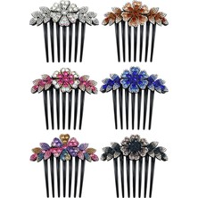 Meks Lawie 6 Paket Lüks Işıltılı Glitter Çiçek Yaprak Yapay Elmas Siyah Plastik Yan Fransız Büküm Saç Ta