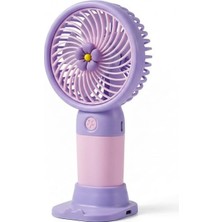Meks Pdateknoloji Çiçek Tasarımlı Taşınabilir,şarjlı,mini El Fanı Mor/pembe DD5017AMP