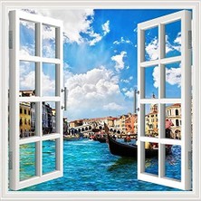 Meks Pencere Poster Duvar Kağıdı Venedik Yapışkanlı Sticker