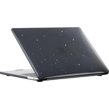 Meks Apple Macbook Pro 13.3ınç 2022 M2 A2338 ile Uyumlu Kılıf Simli Ön Arka Kapak Siyah