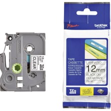 Meks Brother P-Touch TZE-131 Tze-Tape 12MM Şeffaf Üzeri̇ne Si̇yah Lami̇nasyonlu Eti̇ket