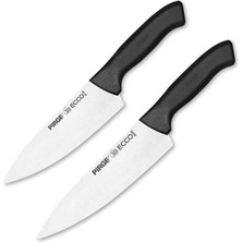 Meks Pirge Ecco Şef Çiftler Bıçak Seti - 2 Parça 16, 19 cm Şef Bıçağı Seti - Paslanmaz Çelik (Siyah)