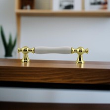 Meks Aruh Porselen Gold Altın Kulp 128 mm Mobilya Çekmece Mutfak Dolabı Dolap Kapak Kulplar Kulb Kulpu