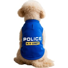 Mey İthalat Kedi ve Köpek Kıyafeti & Elbisesi Saks Mavi Police K 9 Unit Atlet S