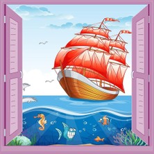 Meks Çocuk Odası Bebek Odası Pencere Poster Duvar Kağıdı Gemi