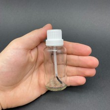 Meks 30 cc Fırçalı Cam Şişe - Şeffaf - 30 ml Boş Oje Şişesi x 3 Adet