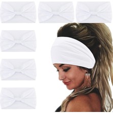 Meks Wecoe 6 Paket Beyaz Saç Bantları Kadınlar Için Geniş Elastik Saç Bantları Moda Afrika Saç Bantları