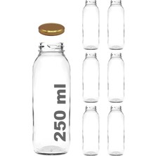 Meks Afracam 250 ml Metal Kapaklı Meyve Suyu, Meşrubat, Limonata Şişesi 250 cc Cam Şişe 6 Adet (Altın/go