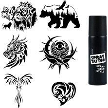 Meks Doğa Modelleri Spray Tattoo Geçici Dövme Seti Dark Siyah Sprey