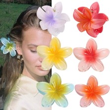 Meks Çiçekli Saç Tokası, 6 Adet Flower Hair Clips, Plumeria Flower Hair Claw Clips, Kalın Saçlar Için Pe