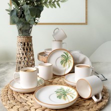 Meks Keramika Bronze Palmiye Nordic Kahve Takımı 12 Parça 6 Kişilik 22902-03