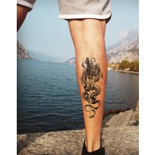 Meks Bearpear Samurai, Ejderha ve Katana Dövmesi, Geçici Dövme, Unisex Tattoo, Vücut Dövmesi