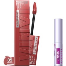 Meks Maybelline New York Super Stay Vinyl Ink Uzun Süre Kalıcı Likit Parlak Ruj 35 Cheeky & Mini Tattoo