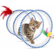 Meks Kedi Tüneli Oyuncak Spiral – Interaktif Kedi Oyuncağı – Fareli ve Tüylü Tasarım – Katlanabilir Kedi