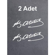 Meks Sticker Usta 2 Adet Mustafa Kemal Atatürk Imza 00016-1 Beyaz 15X4,5 cm