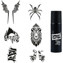 Meks Hırçın Tasarımlar Spray Tattoo Geçici Dövme Yapma Seti Dark Siyah