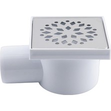 Meks BADEM10 Metal Plastik Yer Süzgeci Banyo Izgara Lavabo Pis Su Gideri Kapak Yandan Çıkışlı Yer Sifon