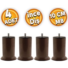Meks Mobilya Metal Kanepe Baza Koltuk Destek Ayağı M8 Civata Kahverengi Metal Ayak 10 cm (4 Adet)