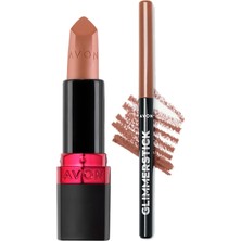 Meks Avon Ultra Mat Ruj Au Naturale ve Glimmerstick Dudak Kalemi Nude Paketi