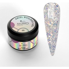 Mey İthalat Ariel Builder Gel, Nail Art Için Protez Tırnak Jeli No.05, Şeffaf Holografik Pembe Mavi Simli, 10 gr