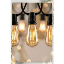 Uslucan Alışveriş 5 Metre Sabit Yanan Modlu 10 Ampul Parti Organizasyon Iç & Dış Mekan 2700K LED Aydınlatma Uzatma Fişli