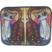 Meks Miapet Elekli Desenli Kedi Tuvalet Önü Paspası 60 x 45 cm Kahve Beyaz Kedi