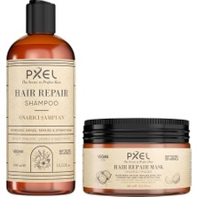 Meks Pxel Saç Onarıcı Şampuan & Maske Seti | Kuru ve Yıpranmış Saçlar Için Nemlendirici, Onarıcı, Besley