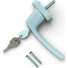 Meks Anahtarlı Kilitli Pvc Pencere Kapı Kolu, Alüminyum, Beyaz, Tekli
