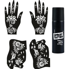 Meks Çiçekli Modeller El Ayak Geçici Dövme Seti Spray Tattoo Dark Siyah Renk