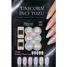 Ocean Misyul 6'lı Unicorn Inci Tozu Seti Aurora Krom Efektli Tırnak Süsleme Nail Art Tozu