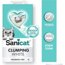 Meks Sanicat Clumping White Topaklanan Kedi Kumu (Kokusuz) 8l