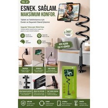 Azurtech Tablet ve Telefon Standı Metal Spiral Masa Kenarlı 360° Döner Esnek Telefon Tutucu Tablet Standı