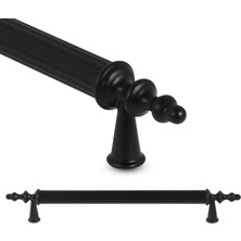 Meks BADEM10 10 Adet Ovacık Çekmece Dolap Kapak Kulpu Kulbu 224 mm Mat Siyah Metal Kulp