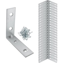 Meks (50 Adet) Metal Köşebent 50X50X15 mm Ince L Demiri Gönye Mobilya Duvar Sabitleme Bağlantı Aparatı