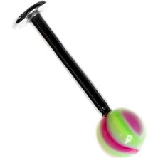 Mey İthalat Labret Stud 316L Bioplast Piercing, Yeşil, 15MM